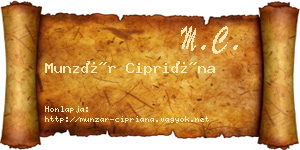 Munzár Cipriána névjegykártya
